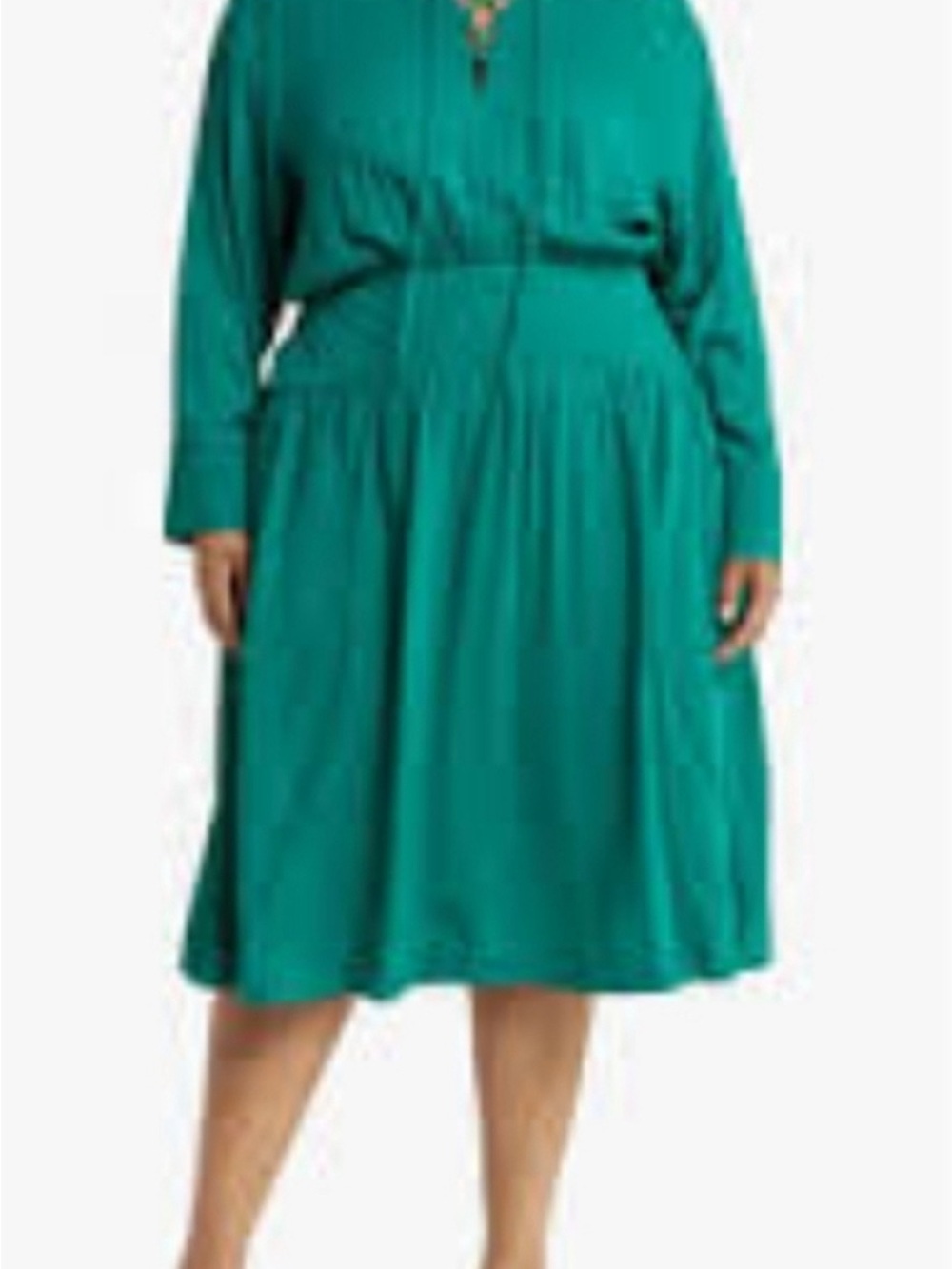 Plus Size Teal Long Sleeve Midi Dress